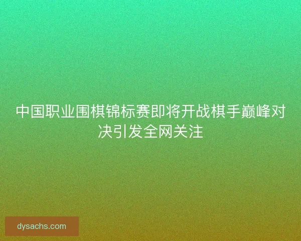 中国职业围棋锦标赛即将开战棋手巅峰对决引发全网关注
